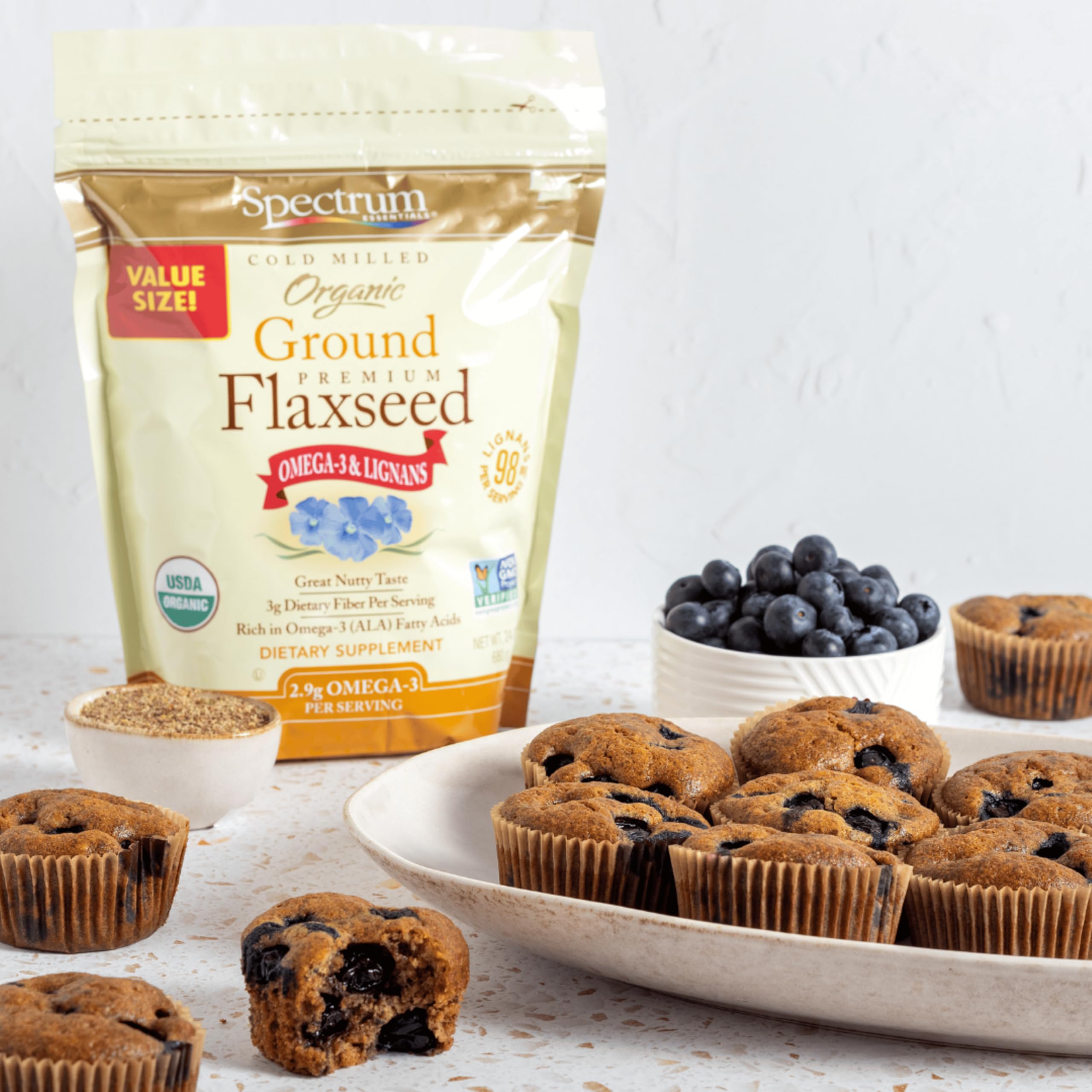 Spectrum Essentials Ground Flaxseed in pancake batter adds texture.