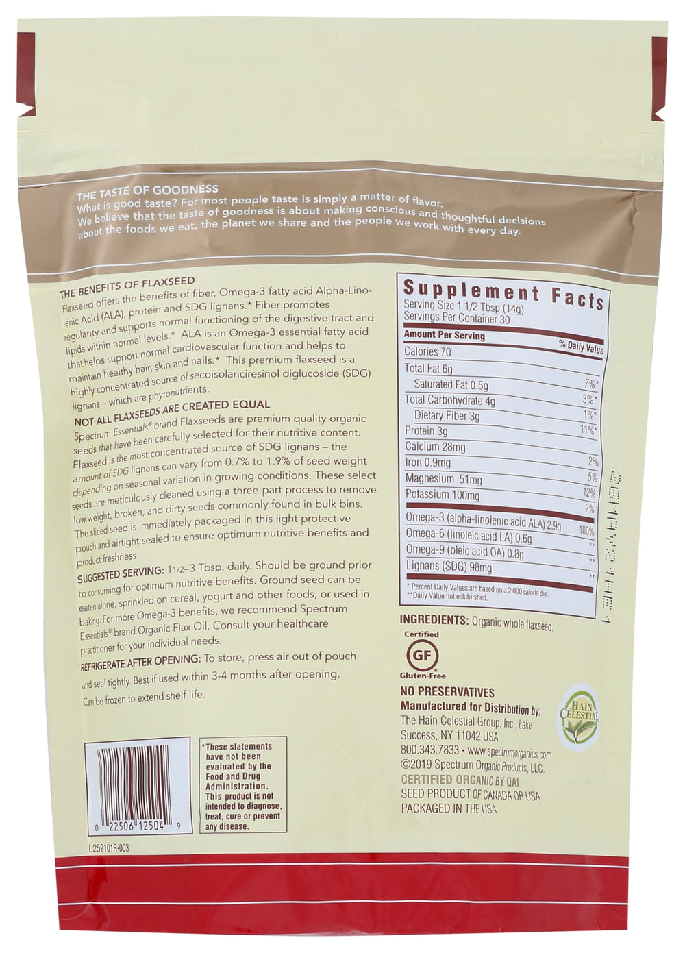 Close-up of Spectrum flaxseed grain texture ideal for baking and smoothies.