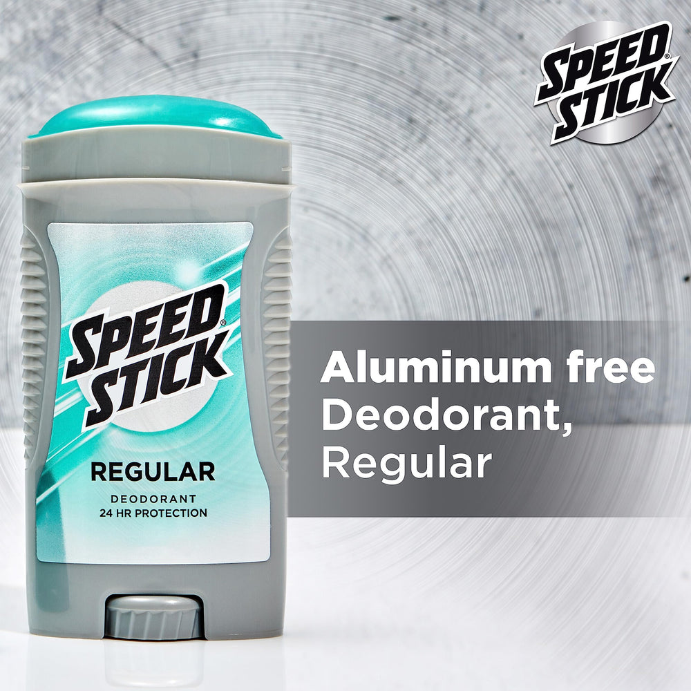 Speed Stick men's deodorant 3oz back pack shows compact four-pack for travel