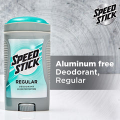 Speed Stick men's deodorant 3oz back pack shows compact four-pack for travel
