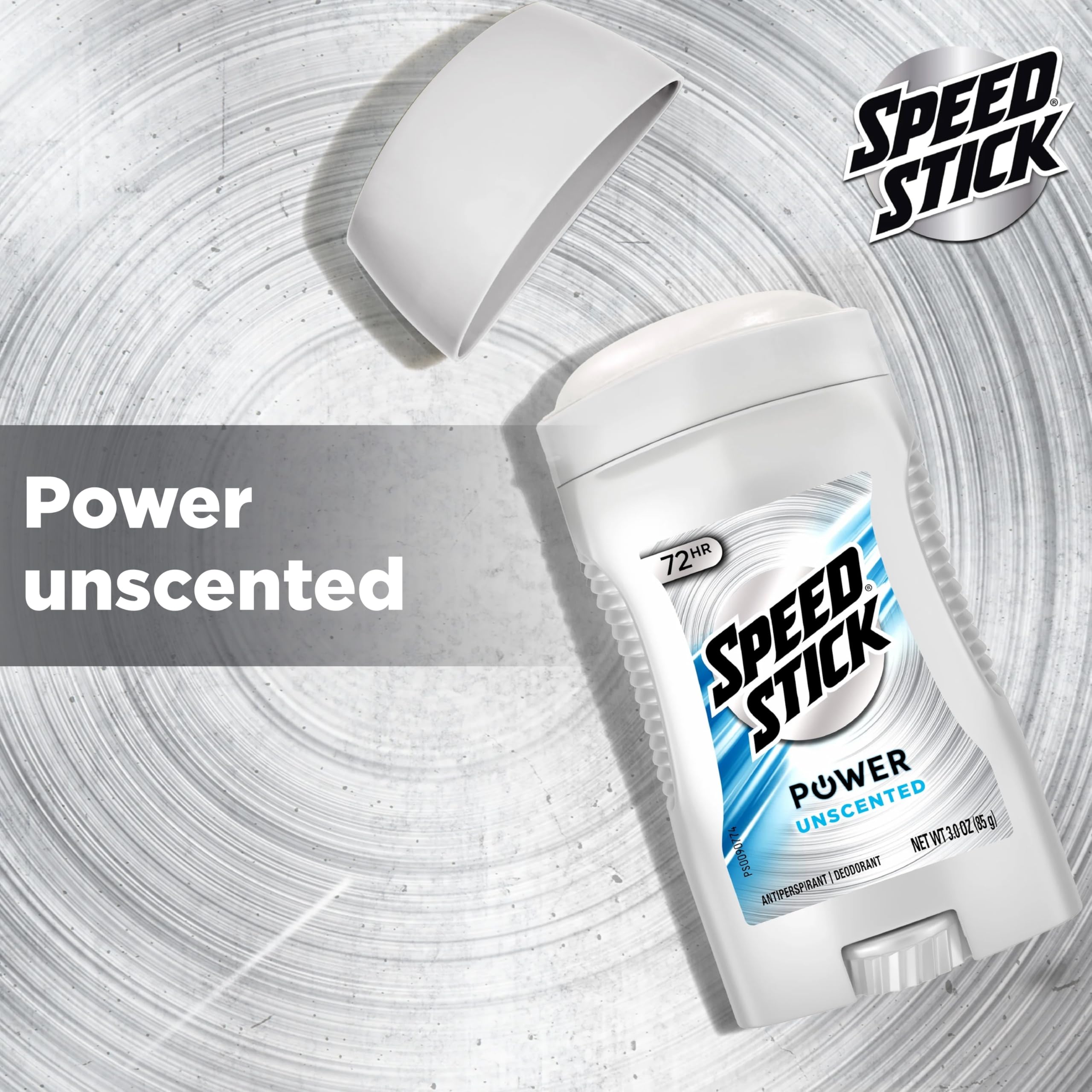 Speed Stick Power unscented stick shown during gym and active days.