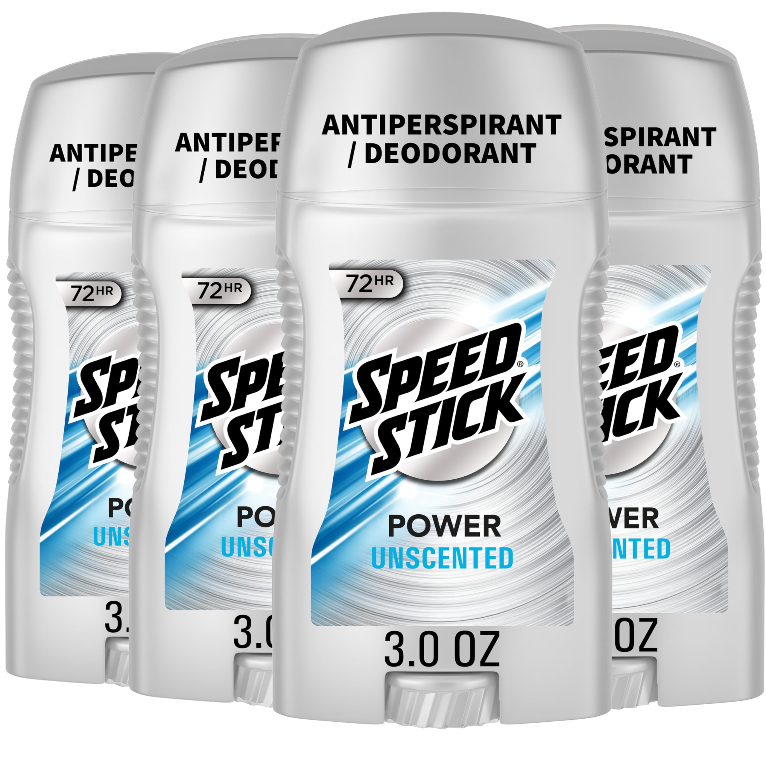 Speed Stick Power unscented deodorant stick pack for all-day protection.