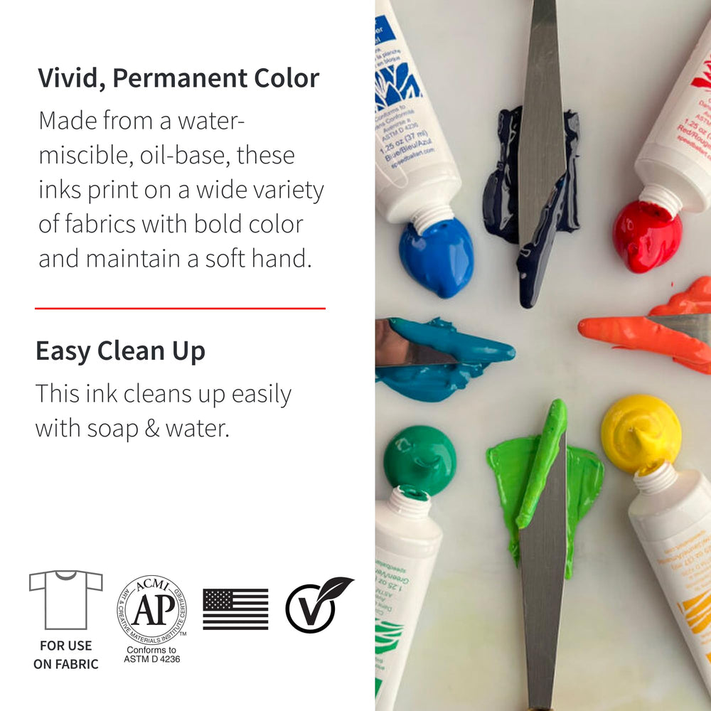 Speedball ink applied to fabric example for washable textile prints