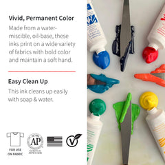 Speedball ink applied to fabric example for washable textile prints