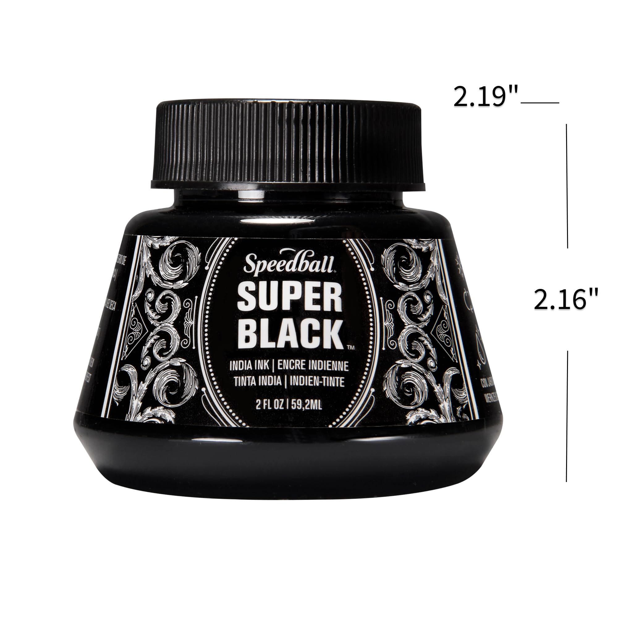 Speedball India Ink opaque black pour demonstrates strong contrast on paper
