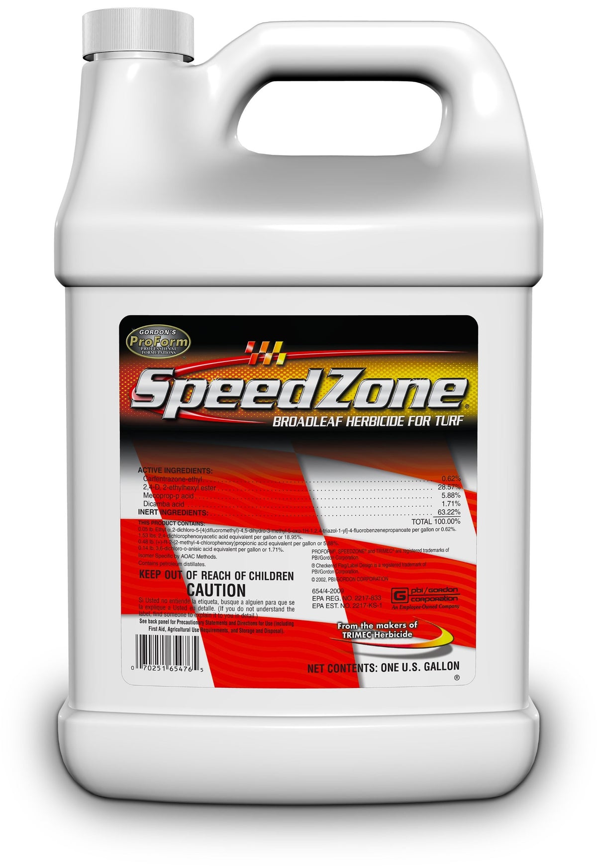 SpeedZone EW broadleaf herbicide bottle for fast turf weed control.