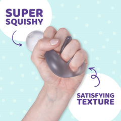 Speks Squishy Stress Balls blue ball close-up reveals memory gel core for quick rebound