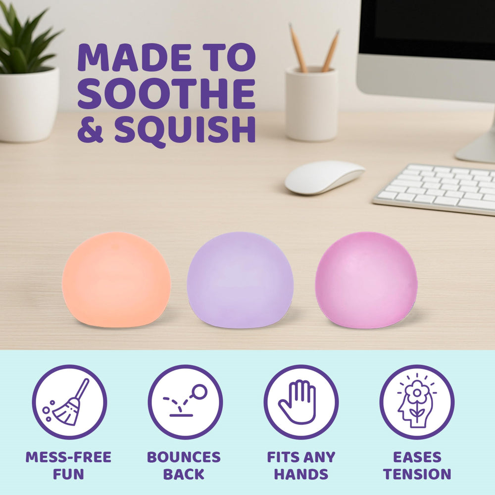 Speks Squishy Stress Balls blue pack in hand for calm focus and discreet use