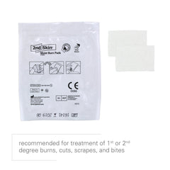 Spenco 2nd Skin Moist Burn Pad on skin shows non-sticky barrier.