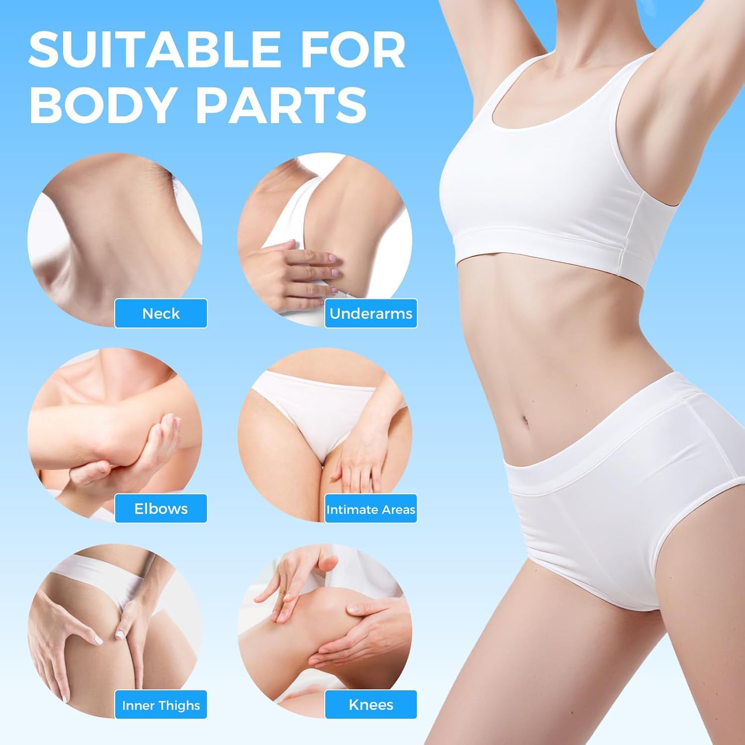 Sperandi Skin Brightening Cream bikini-line detail highlighting delicate-skin suitability.