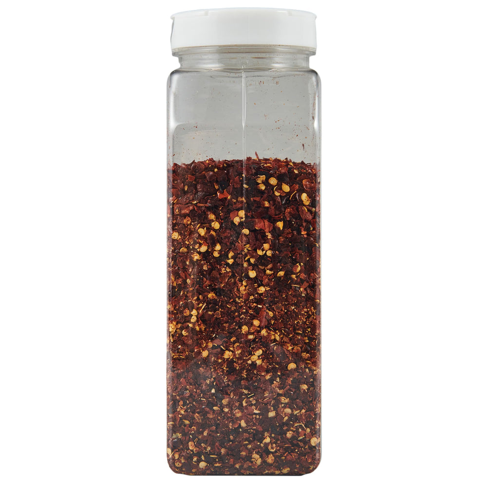 Spice Classics Crushed Red Pepper flakes close-up showing vibrant color.