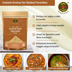 SPICE MAGIC asafetida ground packaging label confirms origin and purity
