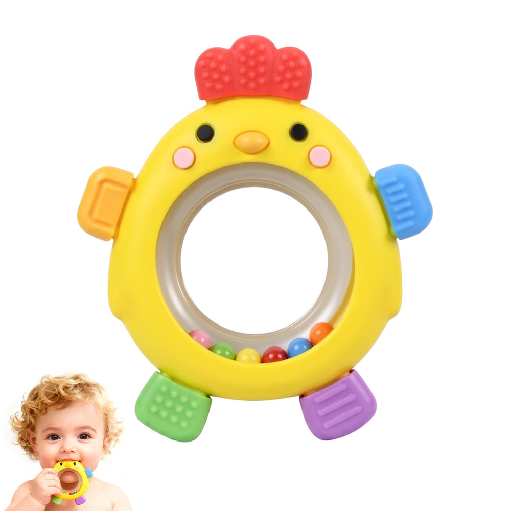 SPICE PAWS baby teether in soft silicone soothes tender gums.