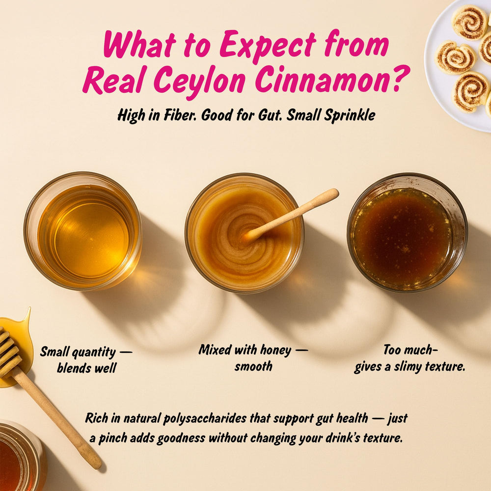 Spice Profile Ceylon cinnamon powder in a dish boosts curries and pastries.