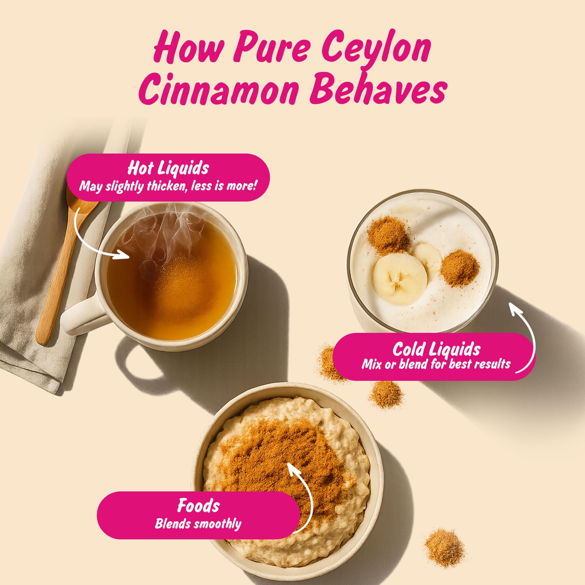 Spice Profile Ceylon cinnamon powder in a bowl complements desserts and drinks.