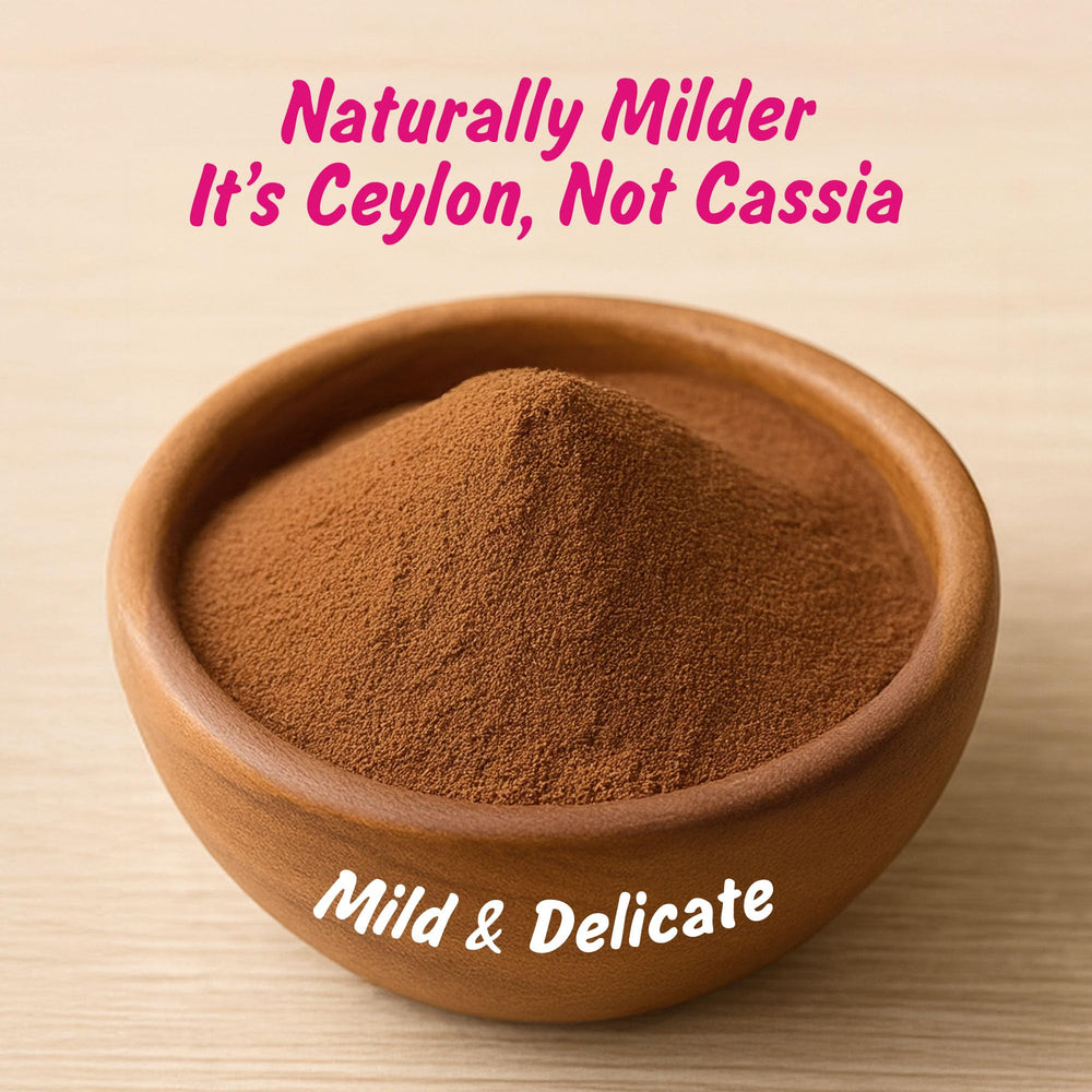 Spice Profile Ceylon cinnamon powder closeup shows a fine, aromatic spice.