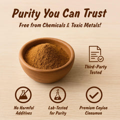 Spice Profile Ceylon cinnamon powder on a spoon adds quick flavor boost for baking.