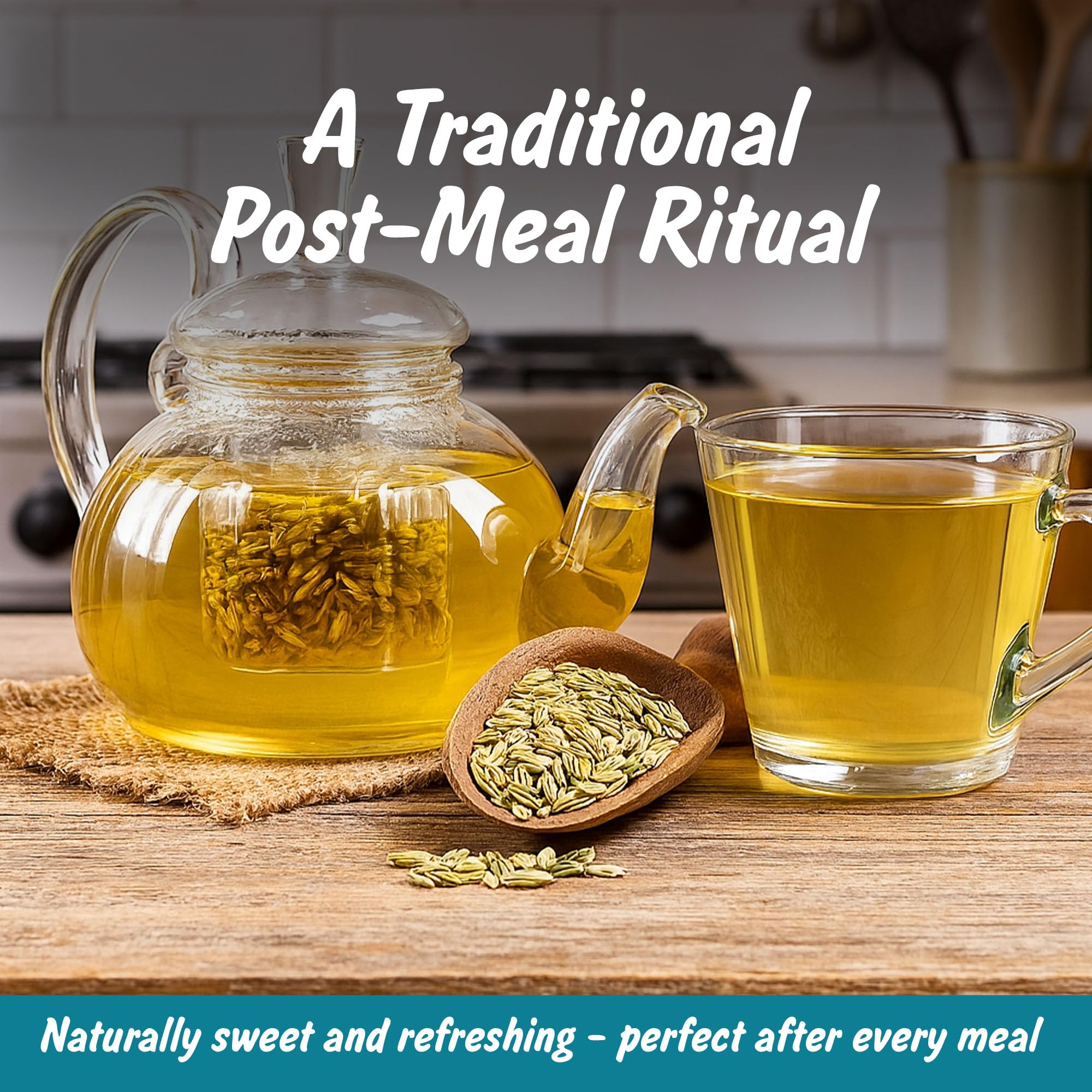 Spice Profile fennel tea brew setup highlighting fragrant herbal tea