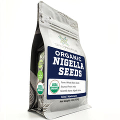 Spice Profile Nigella seeds in a 4oz pouch front emphasizing resealable packaging and freshness.