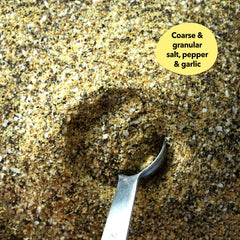 Spiceology SPG garlic granules texture shows bold garlic notes ideal for seasoning meats.