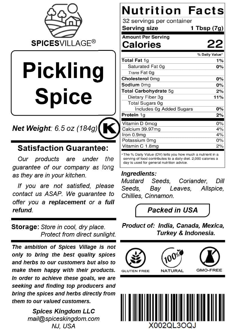 Spices Village pickling spices bulk bag preserving freshness for home use