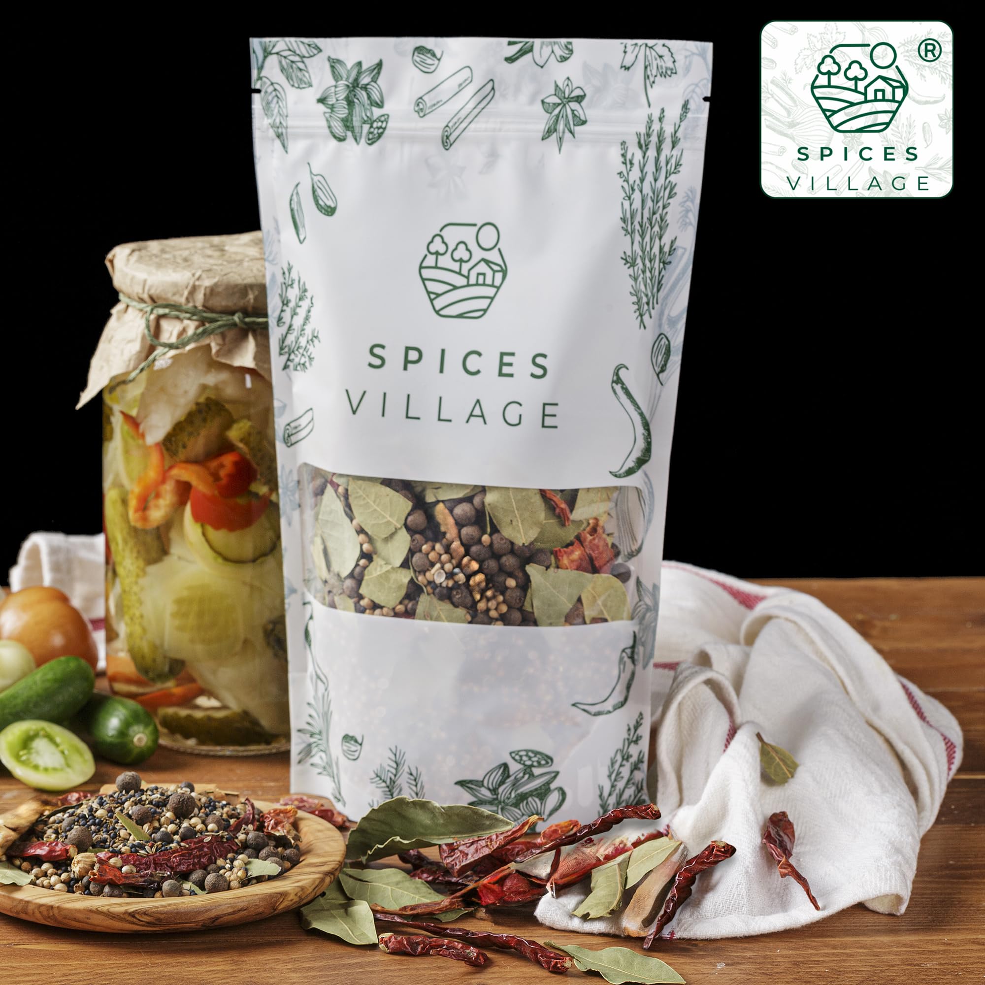 Spices Village kosher label on packaging indicating quality