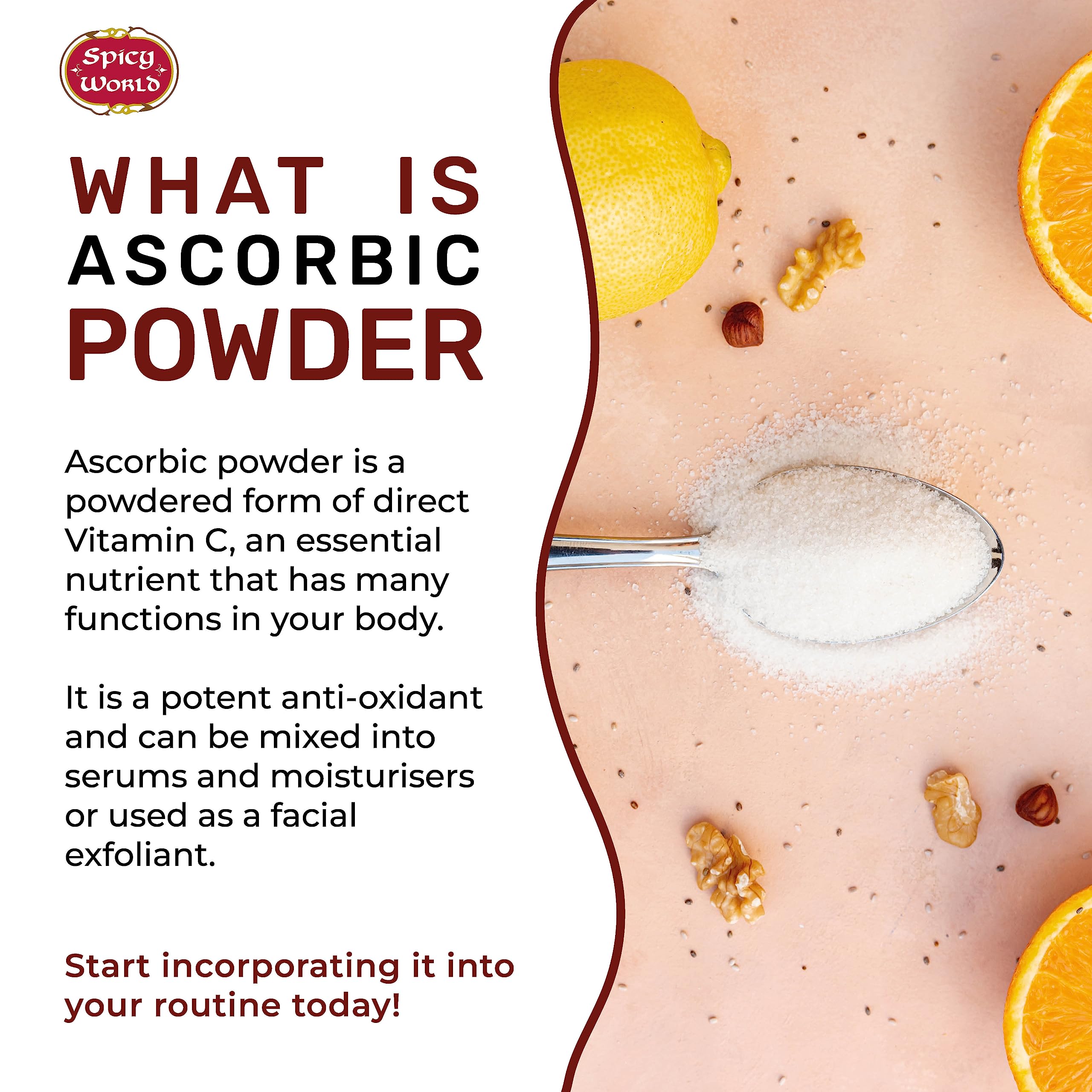Spicy World Ascorbic Acid powder used for canning and preserving flavors