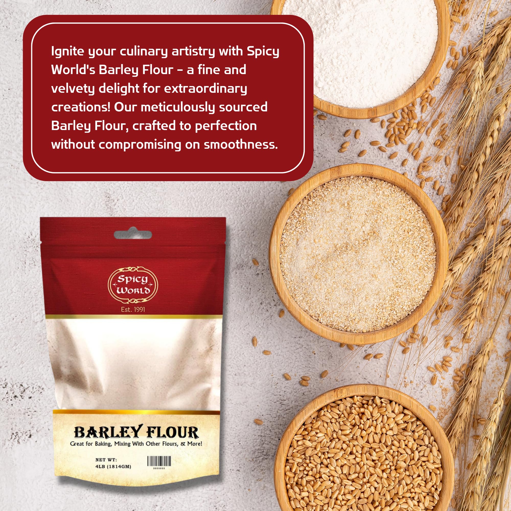 Spicy World Barley Flour baking bread for a rustic loaf and texture.