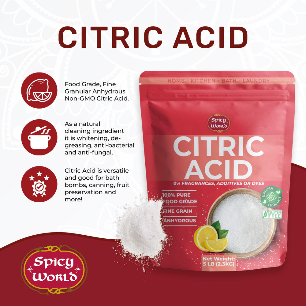 Spicy World citric acid bath bomb ingredient for fizzy, refreshing baths