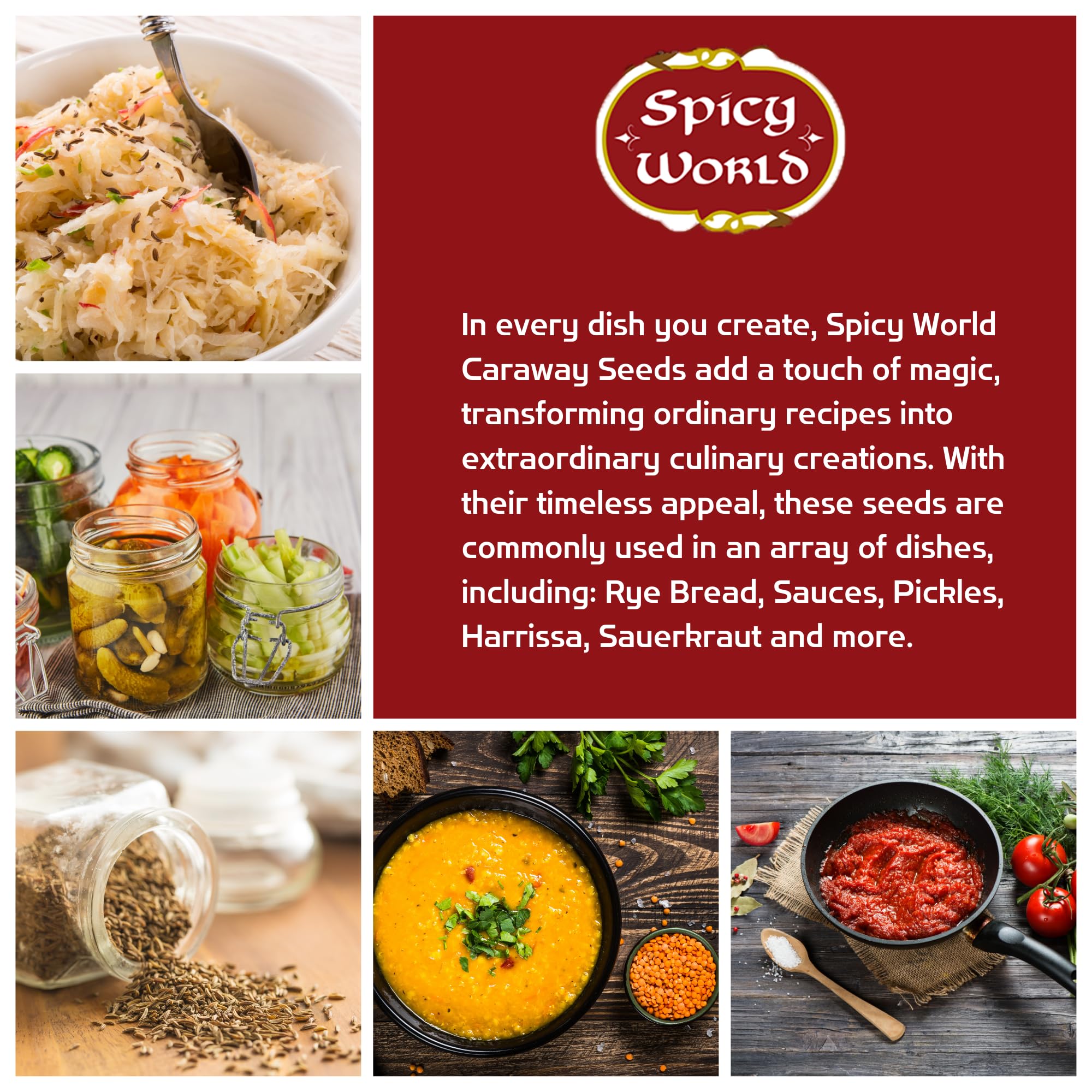 Spicy World USA-packaged caraway seeds for fresh, consistent flavor in pantry staples.