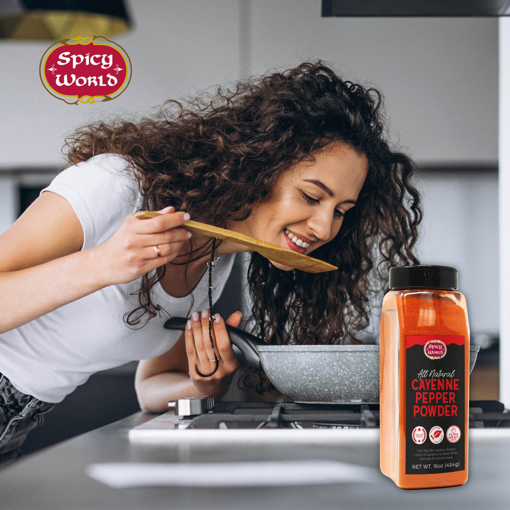 Spicy World cayenne pepper powder used in garden pest deterrence