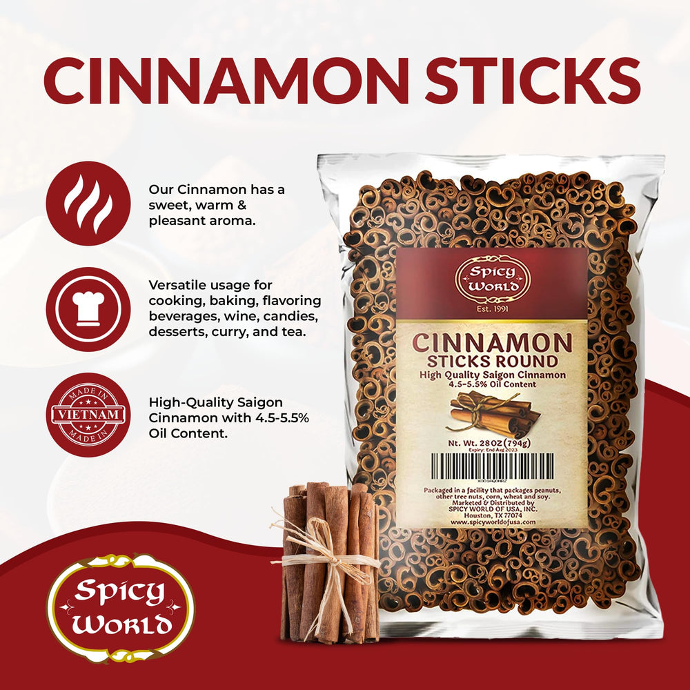 Spicy World cinnamon sticks ideal for baking and dessert infusions.
