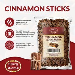 Spicy World cinnamon sticks ideal for baking and dessert infusions.