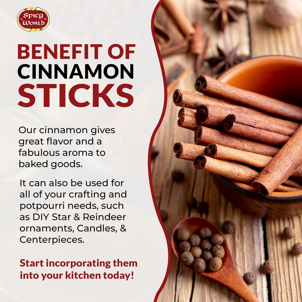 Spicy World cinnamon sticks perfect for tea and hot beverages.
