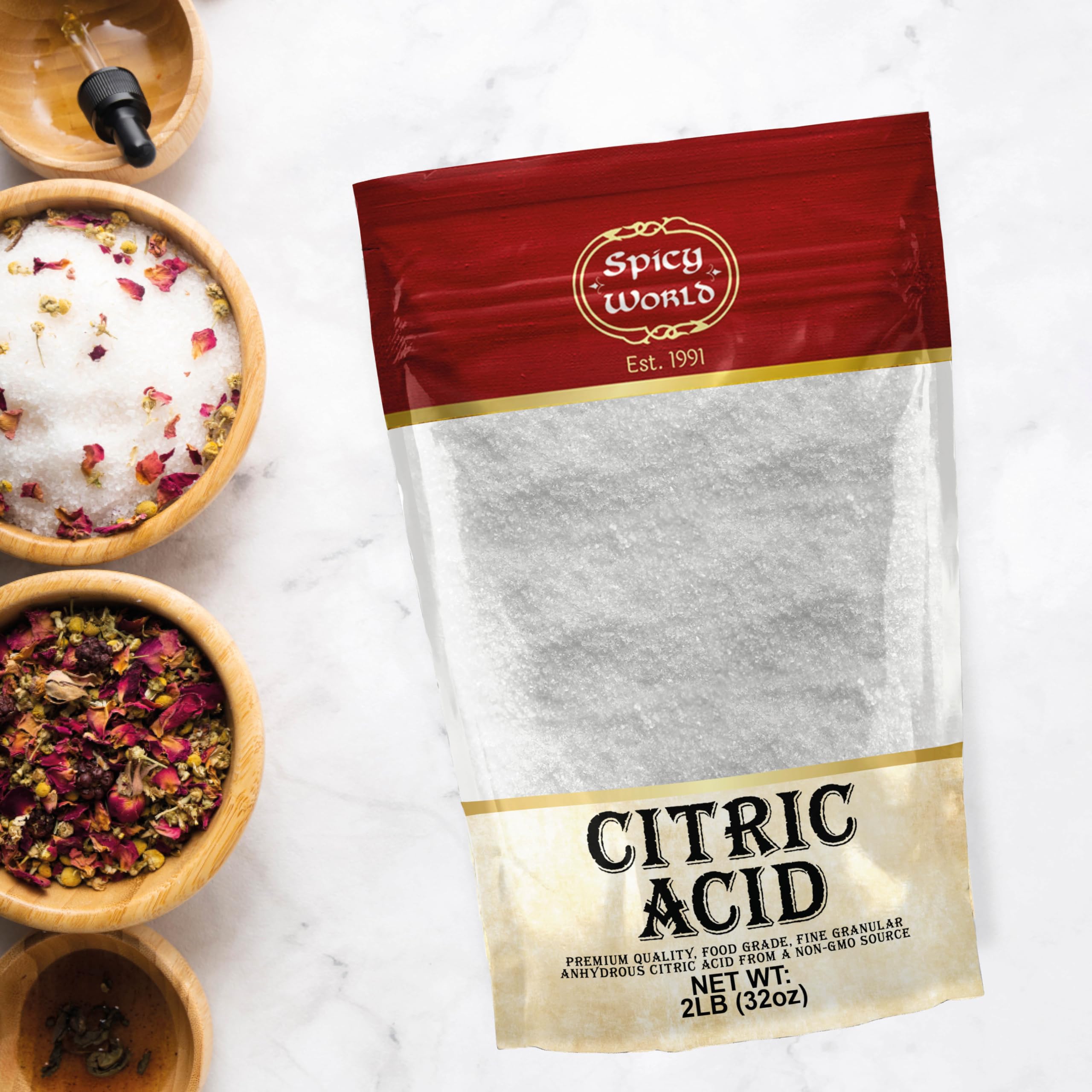 Spicy World citric acid DIY bath bomb setup, creating fizz and softness