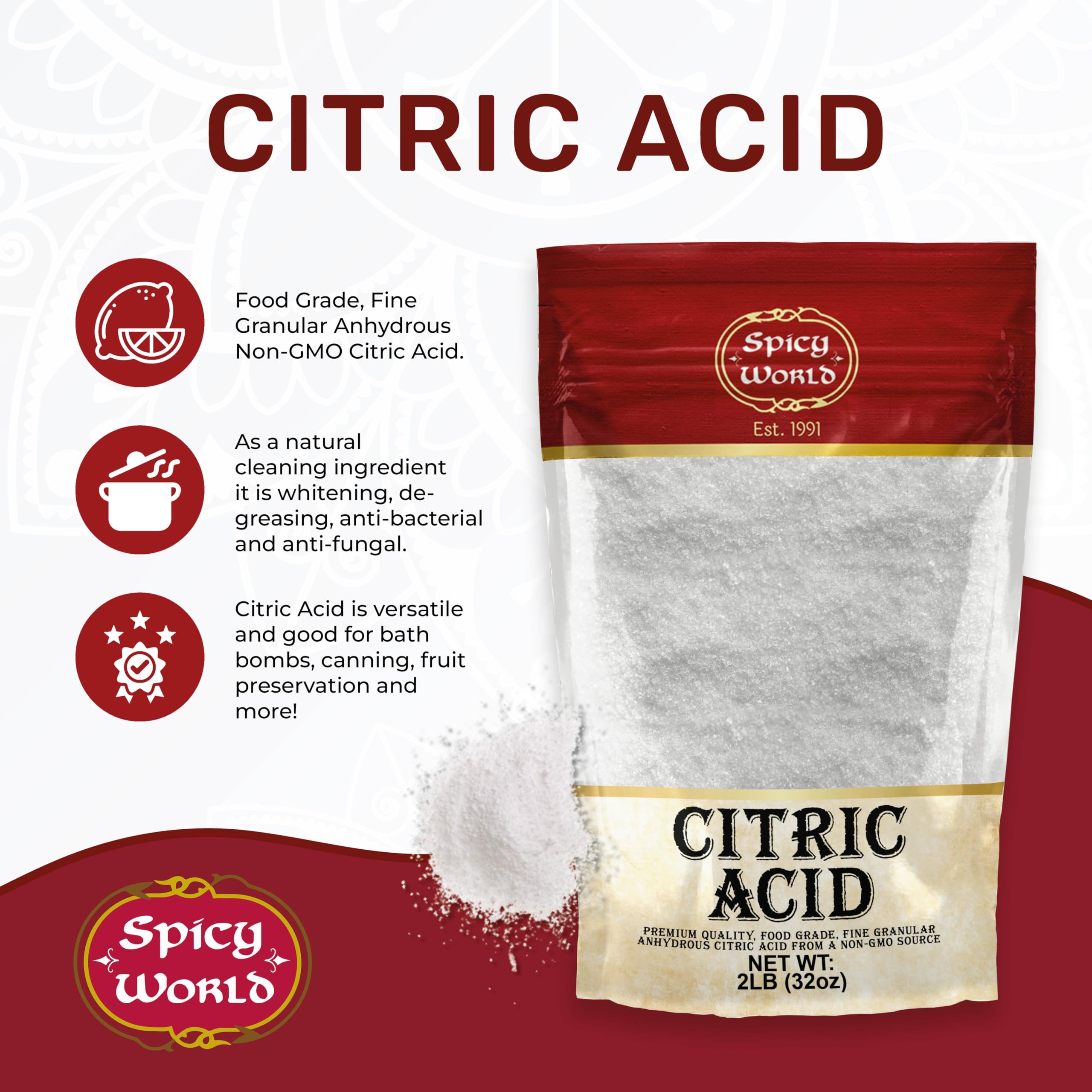 Spicy World citric acid kitchen-cleaning granules for appliances and dishware