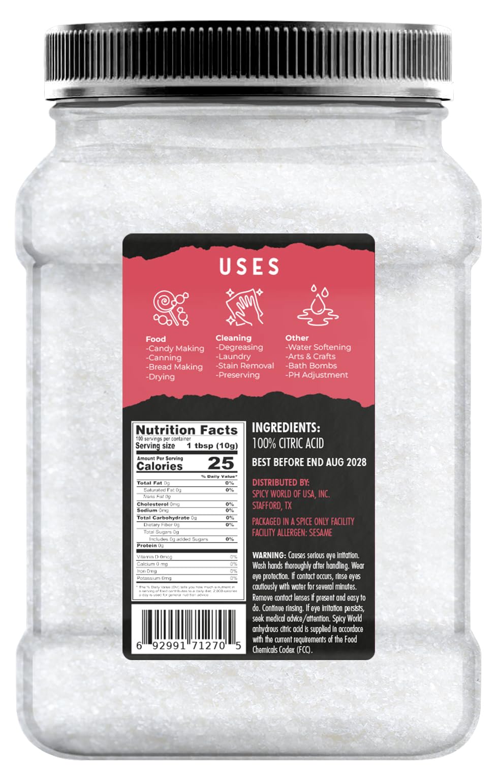 Spicy World citric acid powder being scooped for kitchen uses.