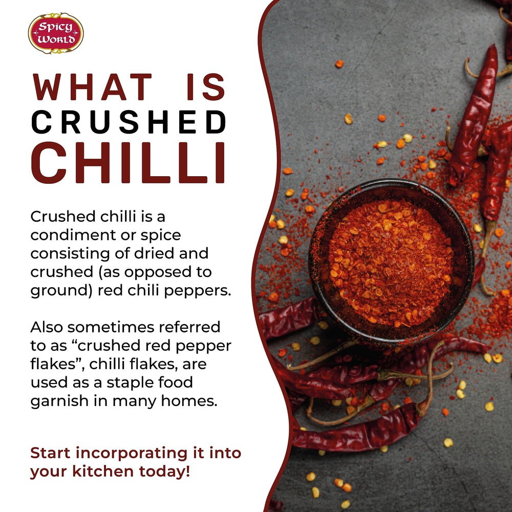 Spicy World crushed red pepper flakes on pizza scene demonstrating versatile heat