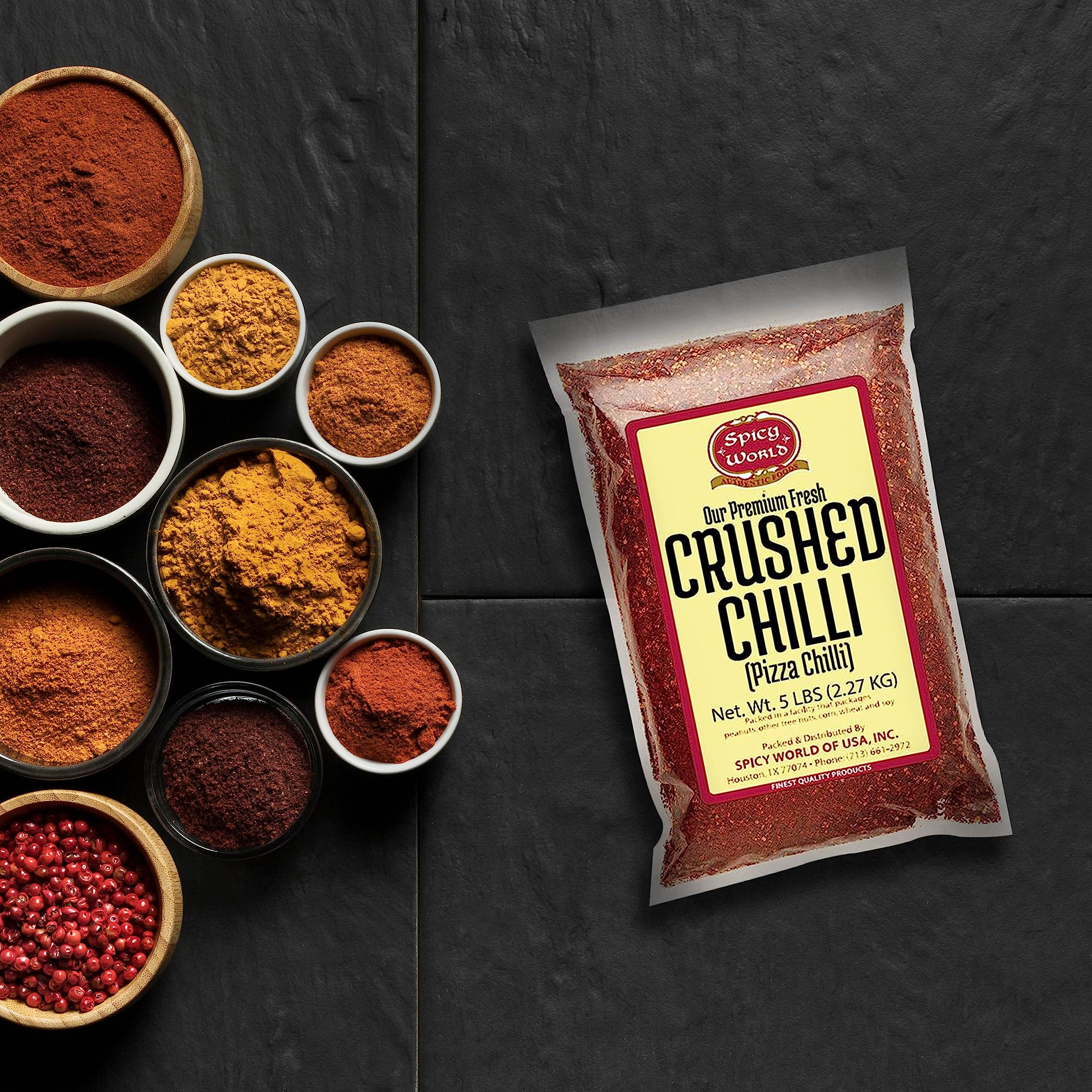 Spicy World crushed red pepper salad seasoning sparks fresh flavor and color