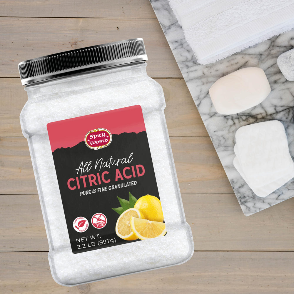 Spicy World citric acid ready for canning and food preservation tasks.