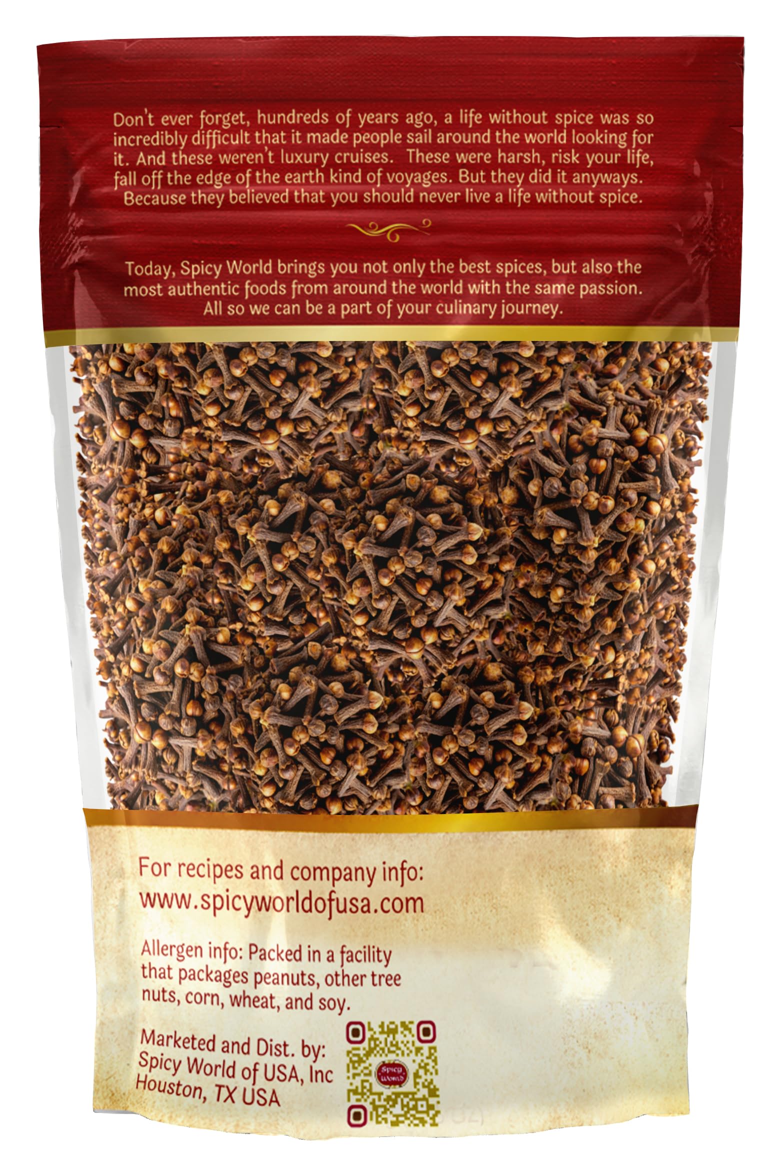 Spicy World whole cloves bulk bag preserves freshness for ongoing use.