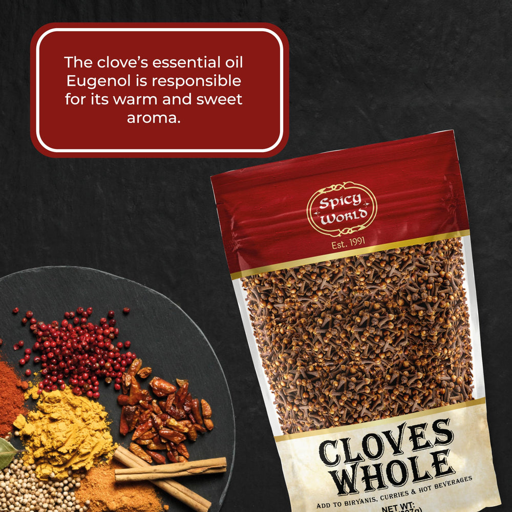 Spicy World whole cloves enrich garam masala with bold, aromatic notes.
