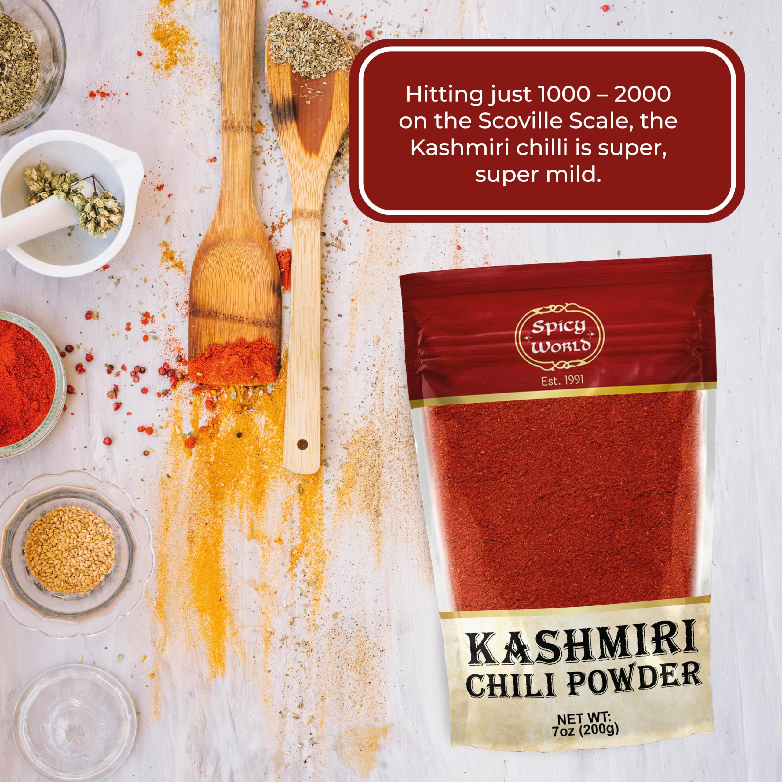 Spicy World Kashmiri chili powder stores neatly on your kitchen shelf