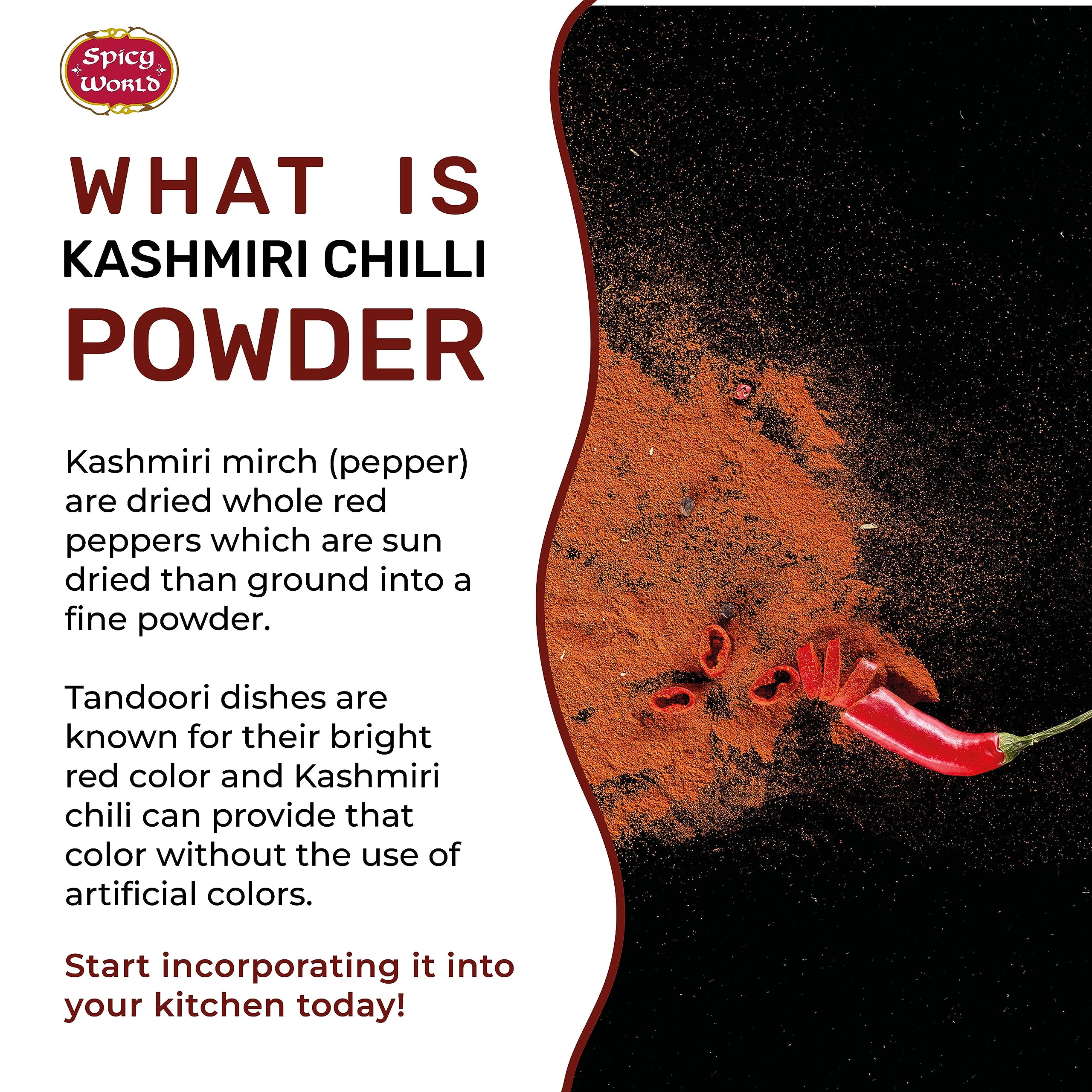 Spicy World Kashmiri chili powder pour adds vibrant hue to tikka