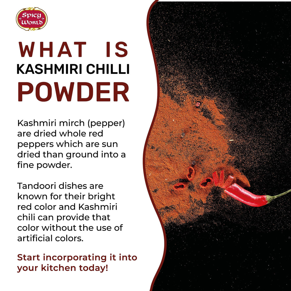 Spicy World Kashmiri chili powder pour adds vibrant hue to tikka