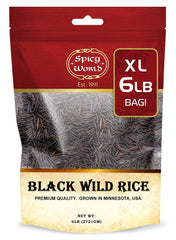 Spicy World Minnesota Grown Black Wild Rice bag with resealable lid for freshness.