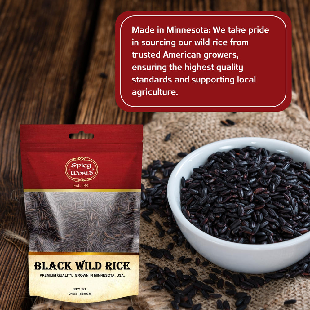 Spicy World Minnesota-grown Wild Rice bag emphasizes easy storage and resealability