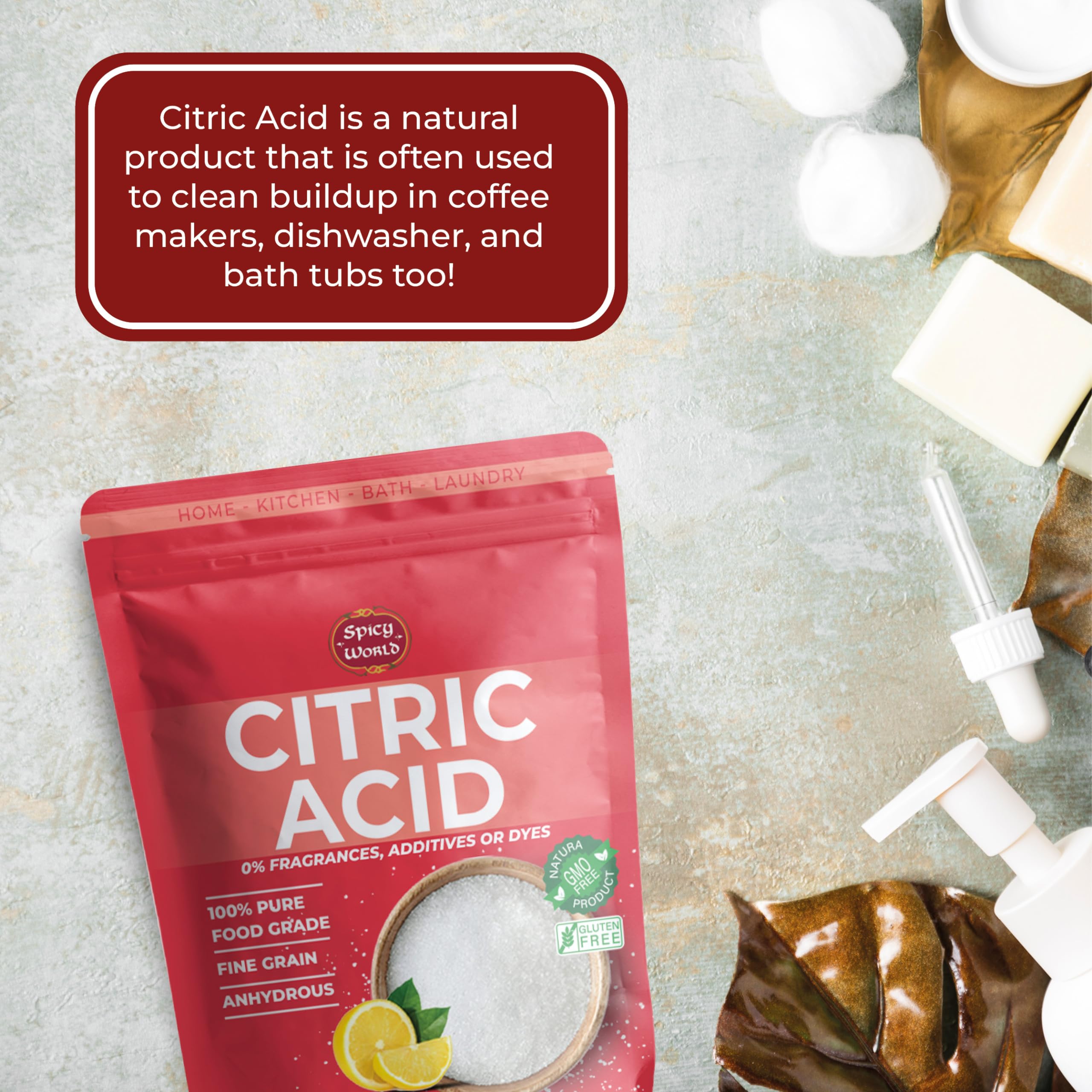 Spicy World citric acid, multipurpose cleaner option for appliances and surfaces