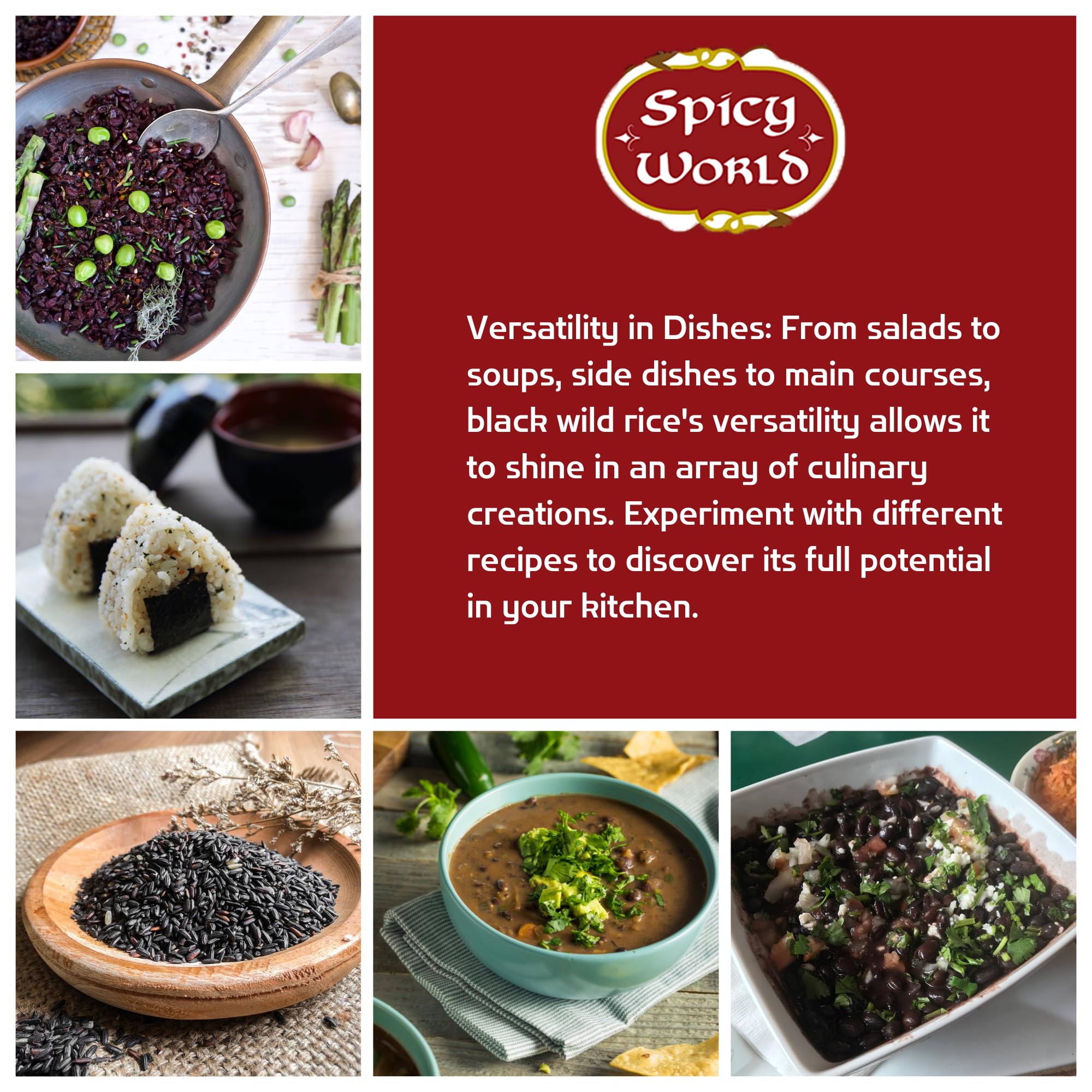 Spicy World pilaf with Black Wild Rice suggests elegant side dishes