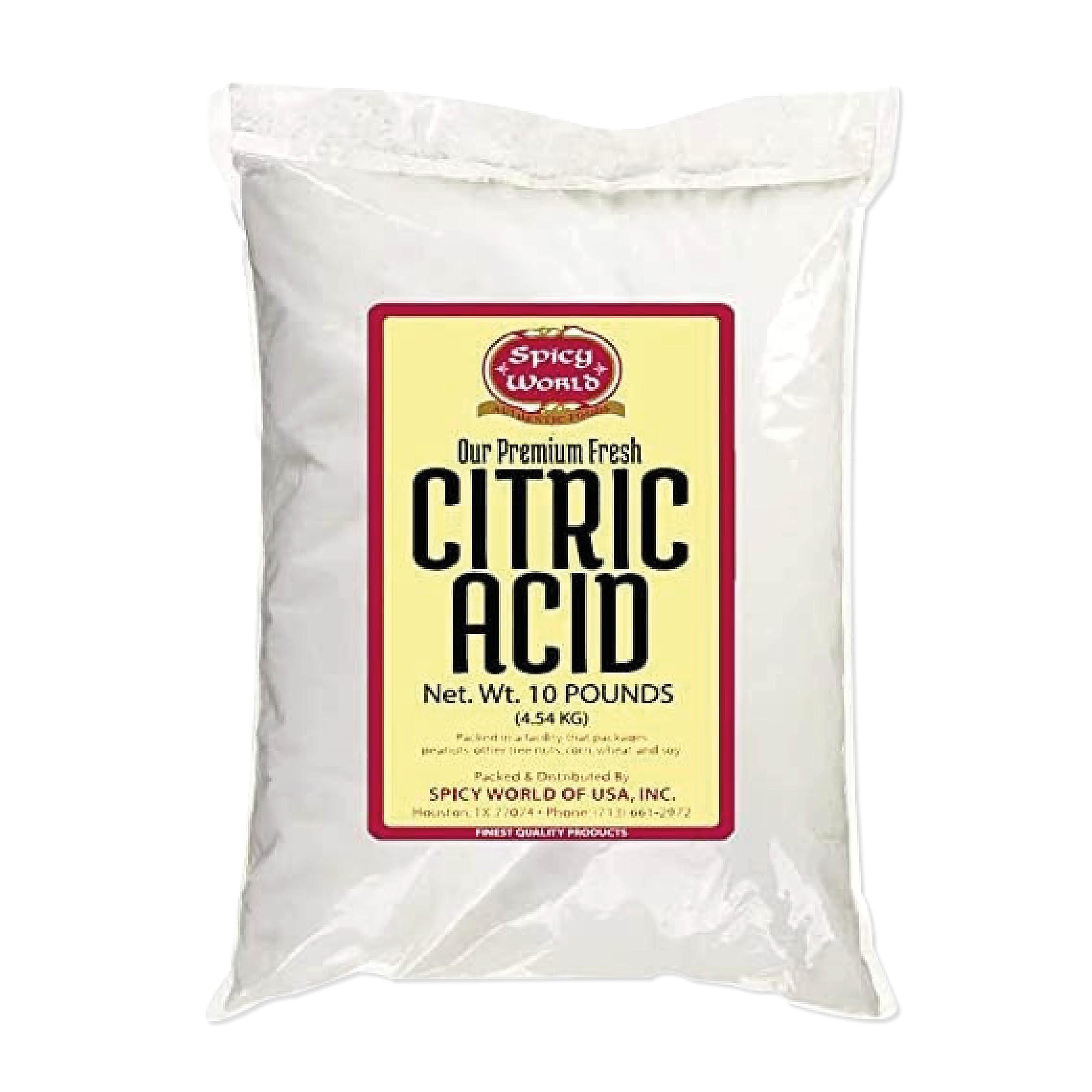 Spicy World Pure Citric Acid 10 lb bag for canning and cooking, food-grade quality
